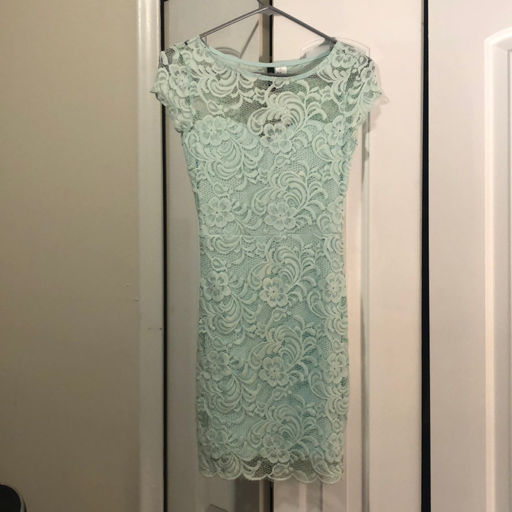 Mint Green Lace Floral Dress H&M size 4
